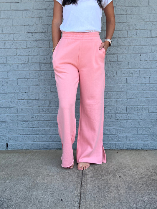 Wide Leg Sweat Pants by Risen in Pink