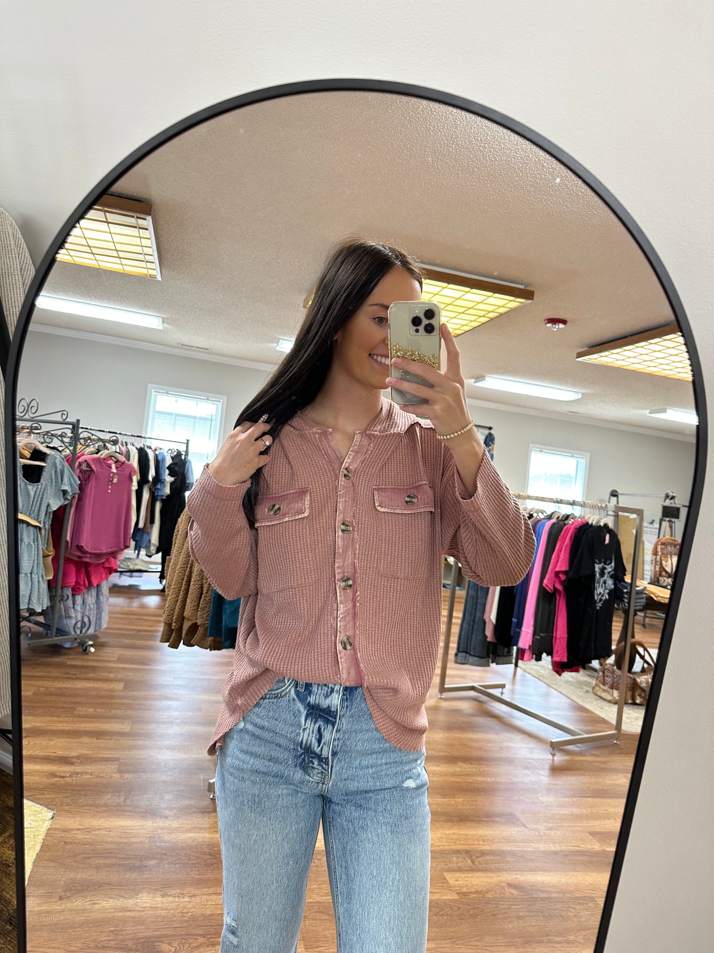 Jagg Hooded Shacket in Blush**FINAL SALE**