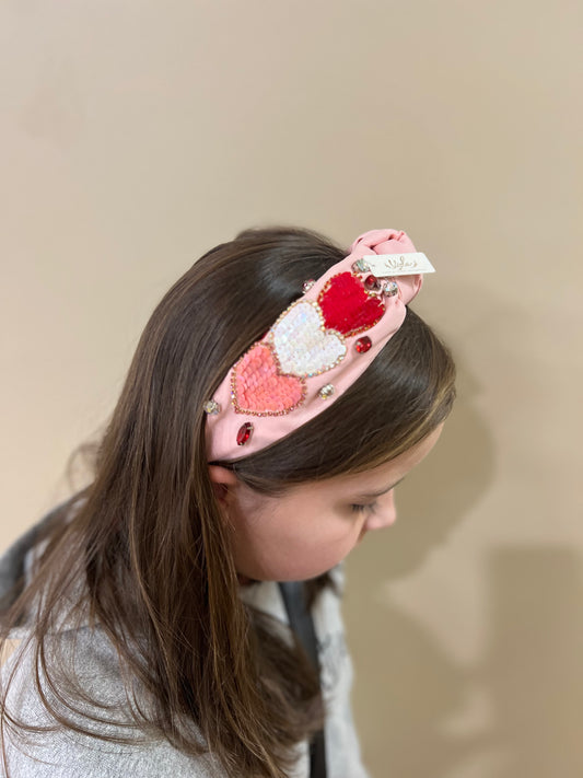 Sequin Heart Headband in Pink**FINAL SALE**