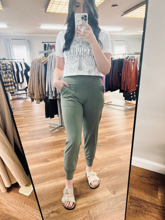 Lulu Active Joggers in Dark Sage**FINAL SALE**