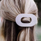 Flat Round Hair Clip in Silver Flames
