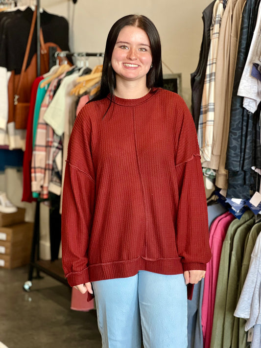 Rowen Sweater in Dark Rust**FINAL SALE**