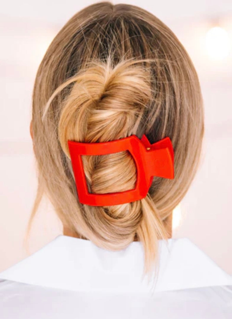 Square Flat Hair Clip in Rudolph Red
