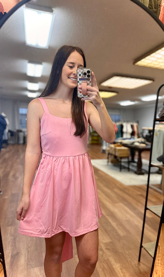 Sleeveless Dress with Shorts in Pink