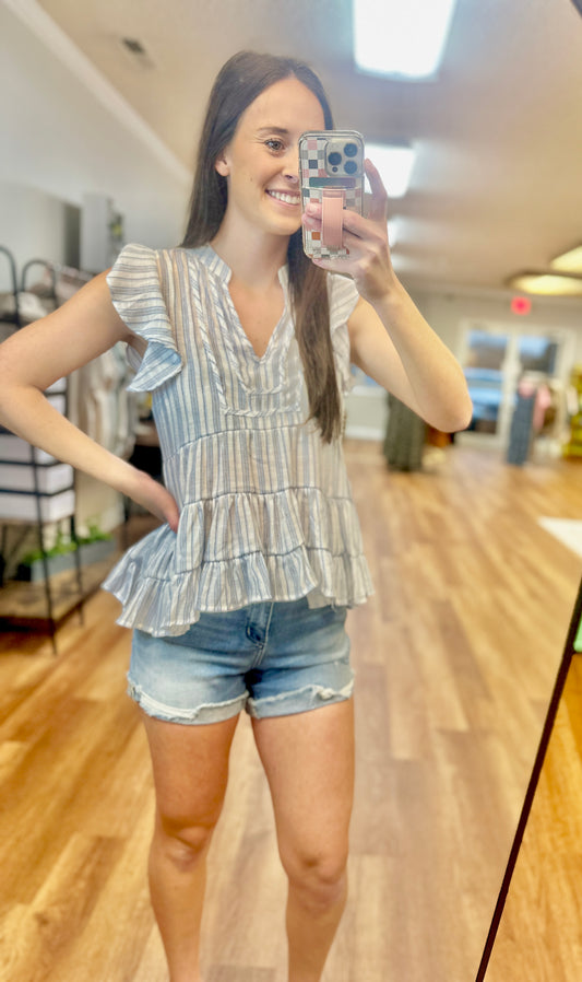 Delia Striped Tiered Top**FINAL SALE**