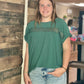 Button Back with Lace Stripe Trim Blouse