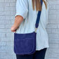 Faux Suede Crossbody Bag w/ Canvas Strap in Navy