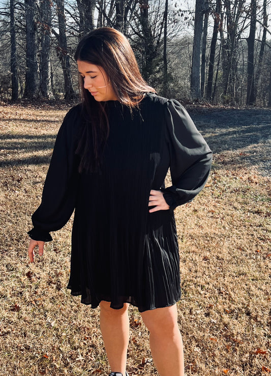 Carmichael Pleated Mini Dress in Black**FINAL SALE**