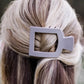 Square Flat Hair Clip in Silver Flames