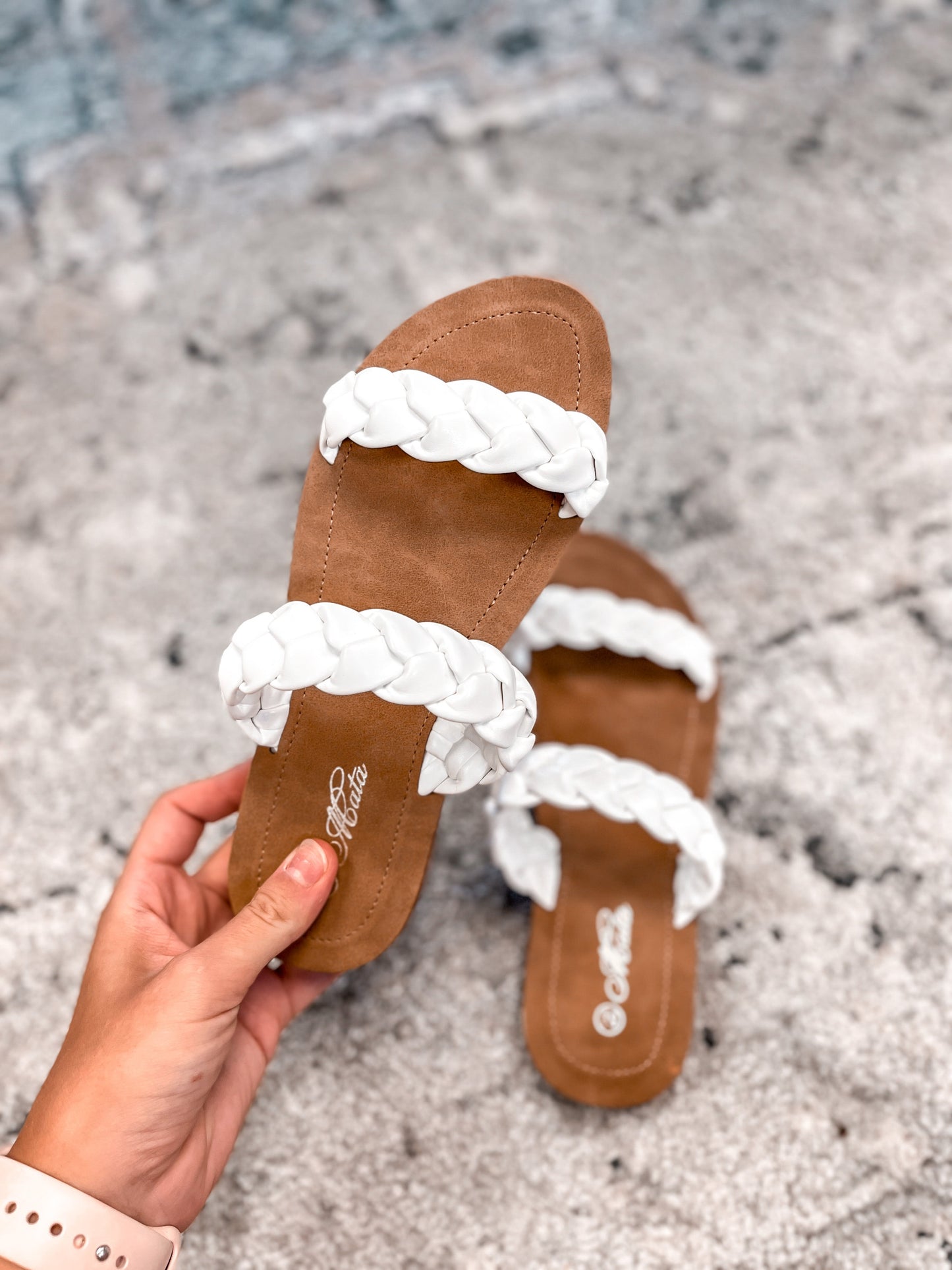 White Braided Sandals