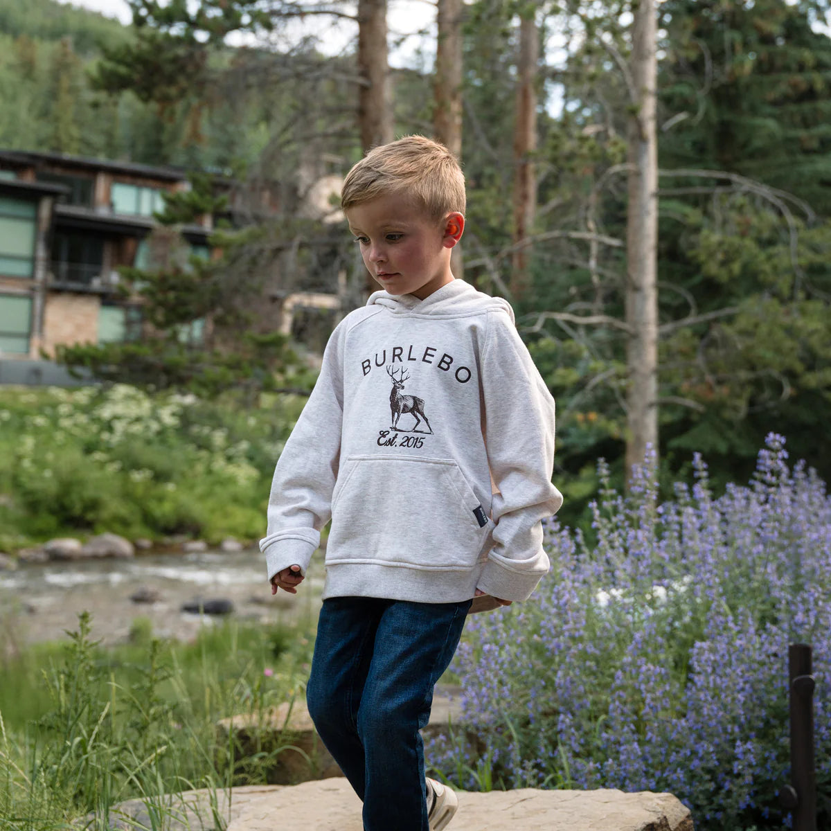 Youth - Fleece Hoodie - Whitetail Deer - Heather Oatmeal