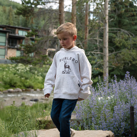 Youth - Fleece Hoodie - Whitetail Deer - Heather Oatmeal