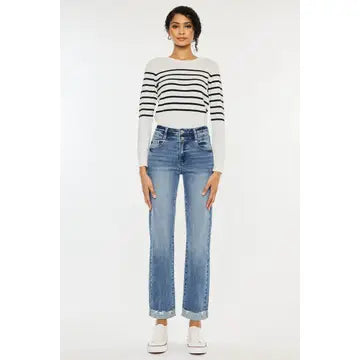 Dustin High Rise Slim Straight Jeans by Kan Can