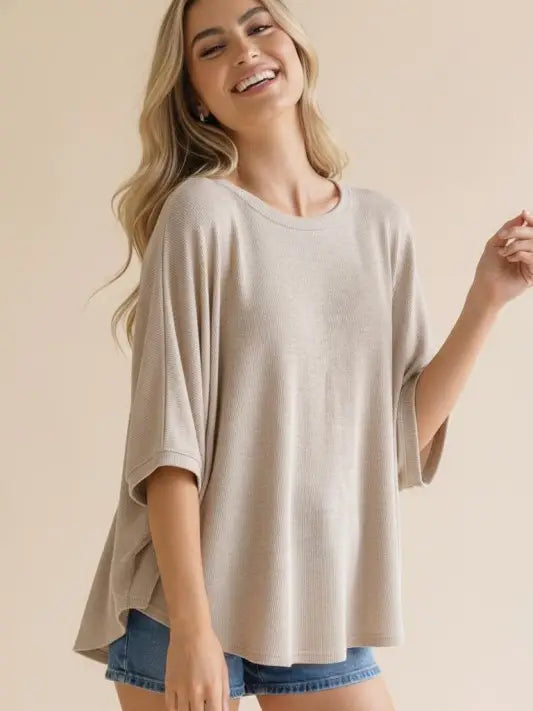 Dolman Loose Fit Thermal Knit Top