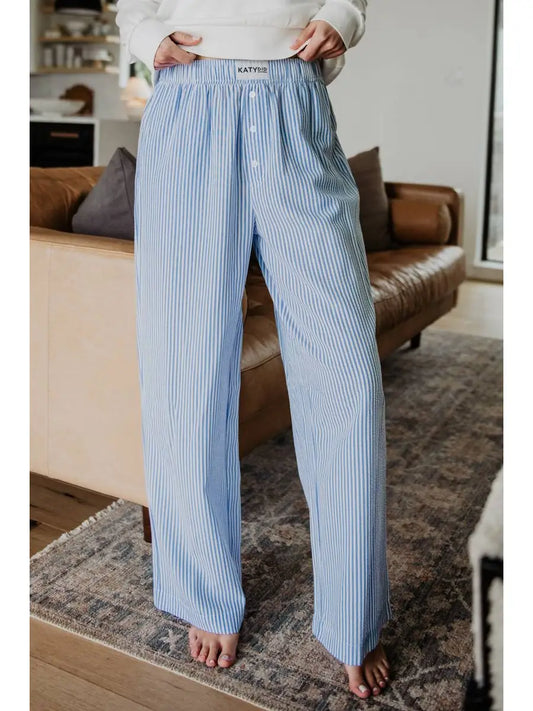 Blue Striped Boxer Casual Lounge Pants