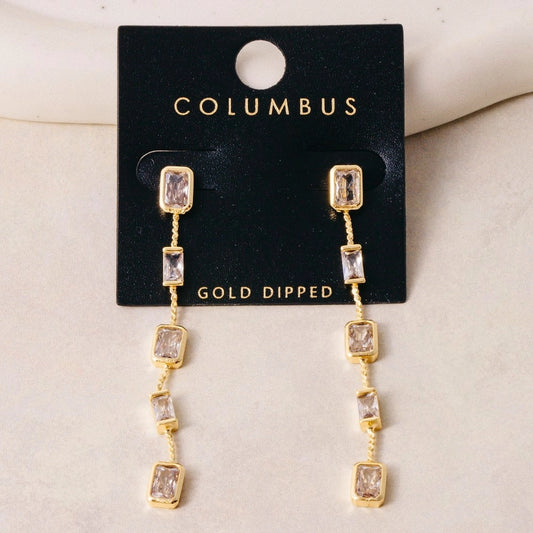Long Emerald Cut Drop Earrings
