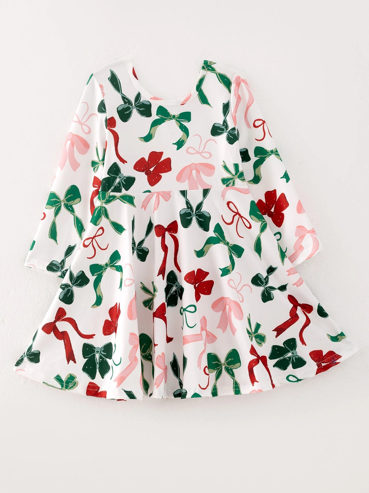 Christmas Candy Bow Print Girls Dress