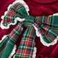 Girls Velvet Plaid Bow Dress