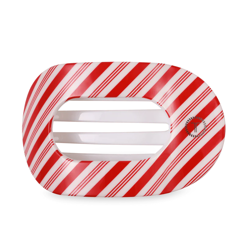 Round Flat Hair Clip-Candy Cane Crush
