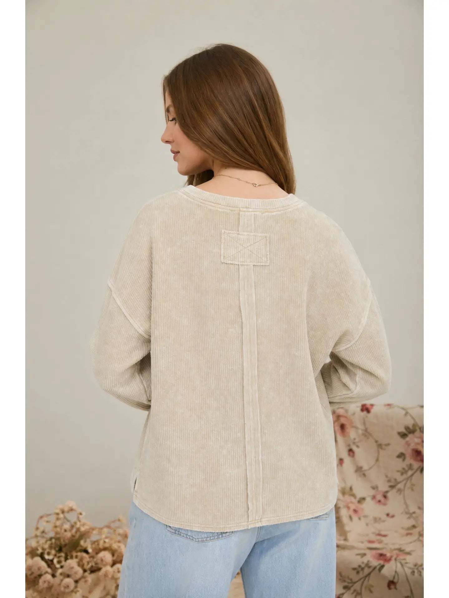 Washed Pocket Detail Top
