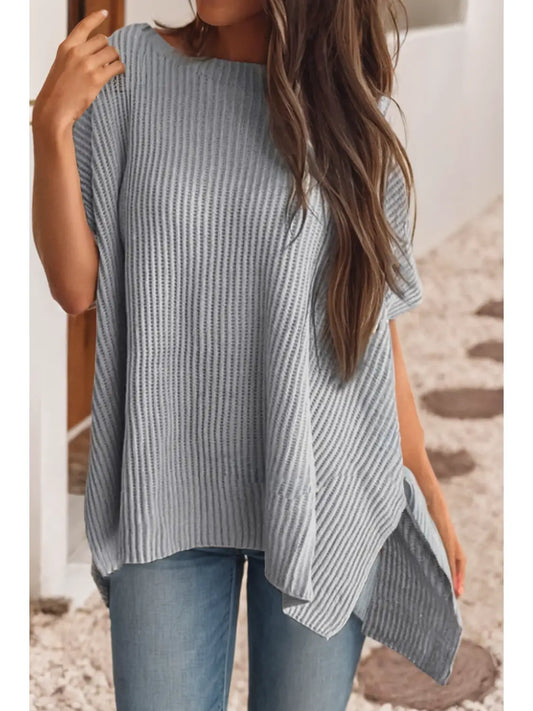 Oversized Poncho Sweater in Gray
