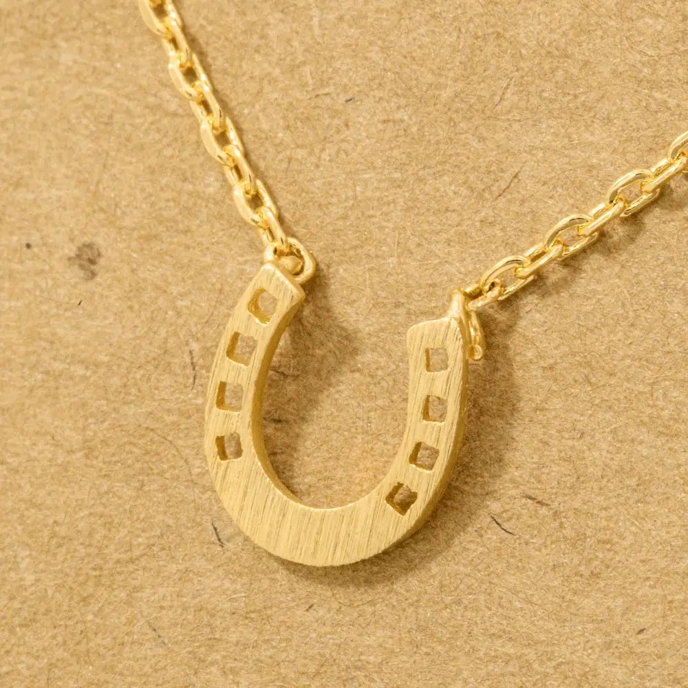 Mini Horseshoe Pendant Necklace-Gold