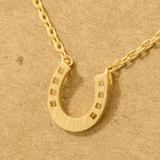 Mini Horseshoe Pendant Necklace-Gold