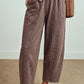 Mineral Wash Seam Detail Elastic Waist Barrel Pants