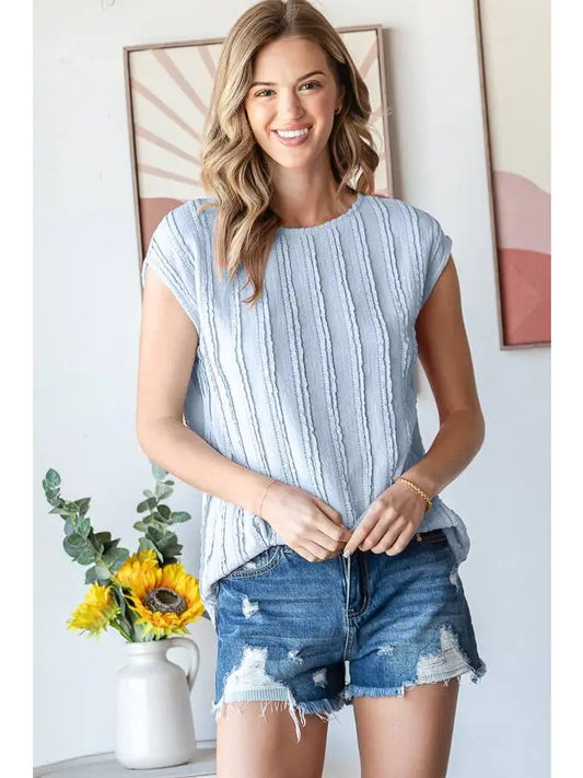 Textured Cap Sleeve Blouse