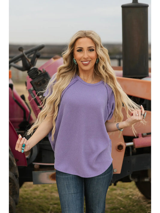 Knit Poncho Top in Purple