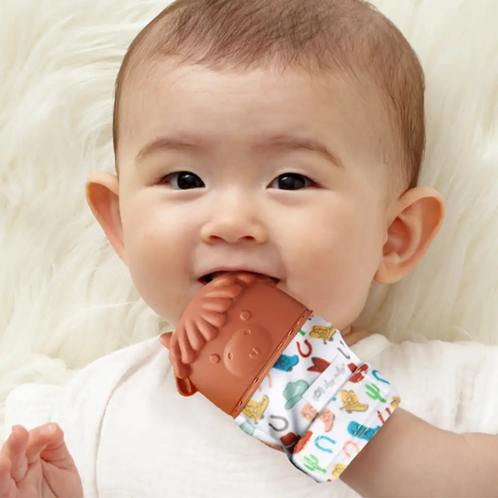Itzy Mitt™ Silicone Teething Mitts-Highland Cow