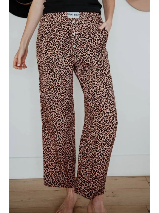 Brown Leopard Print Boxer Pajama Pants