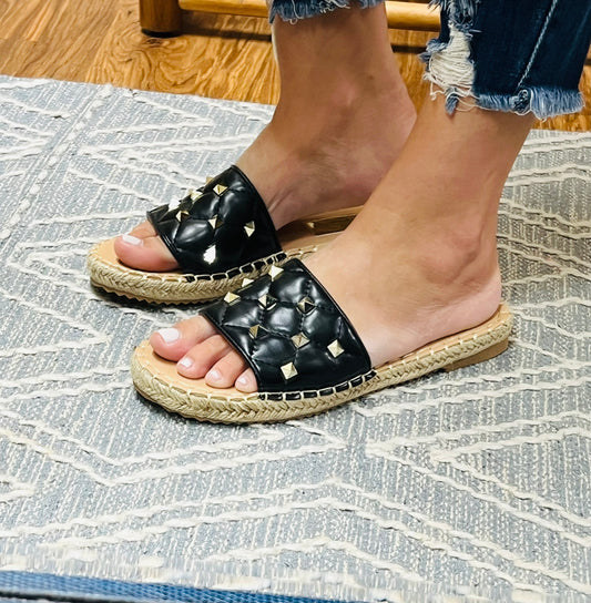 Loren Quilted Stud Sandals