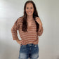 Striped Drop Knit Sweater in Sienna
