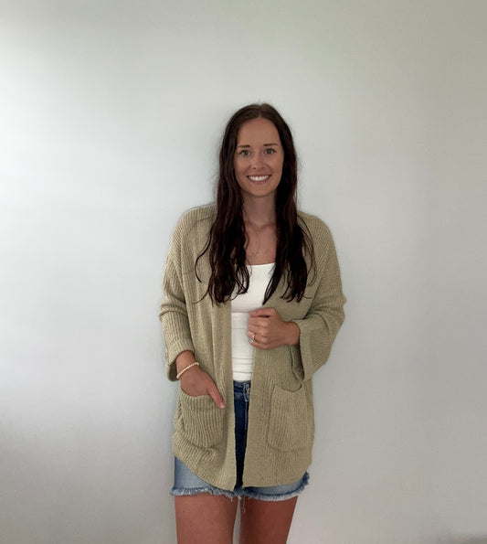 Light Olive Cardigan**FINAL SALE**
