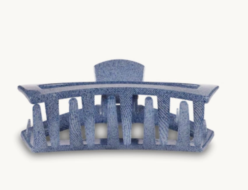 Open Hair Clip in Denim