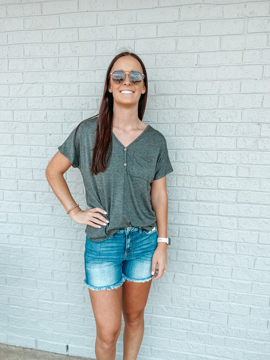 Dillion Top in Charcoal**FINAL SALE**
