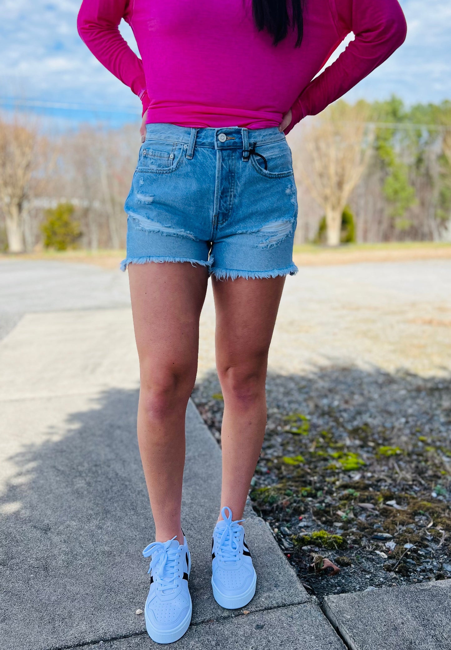 Thea Distressed Denim Shorts**FINAL SALE**