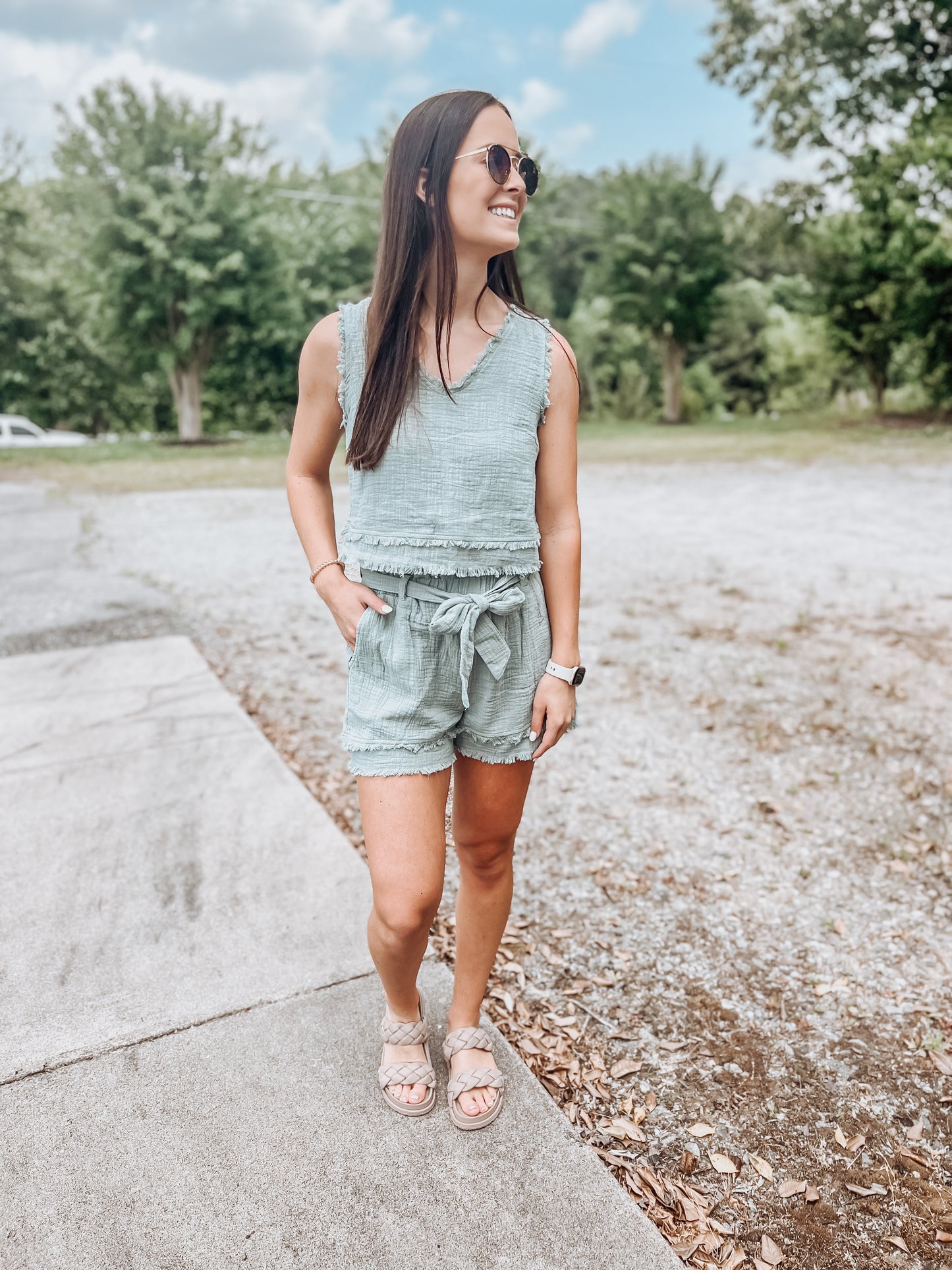 Patton Gauze Crop Tank**FINAL SALE**