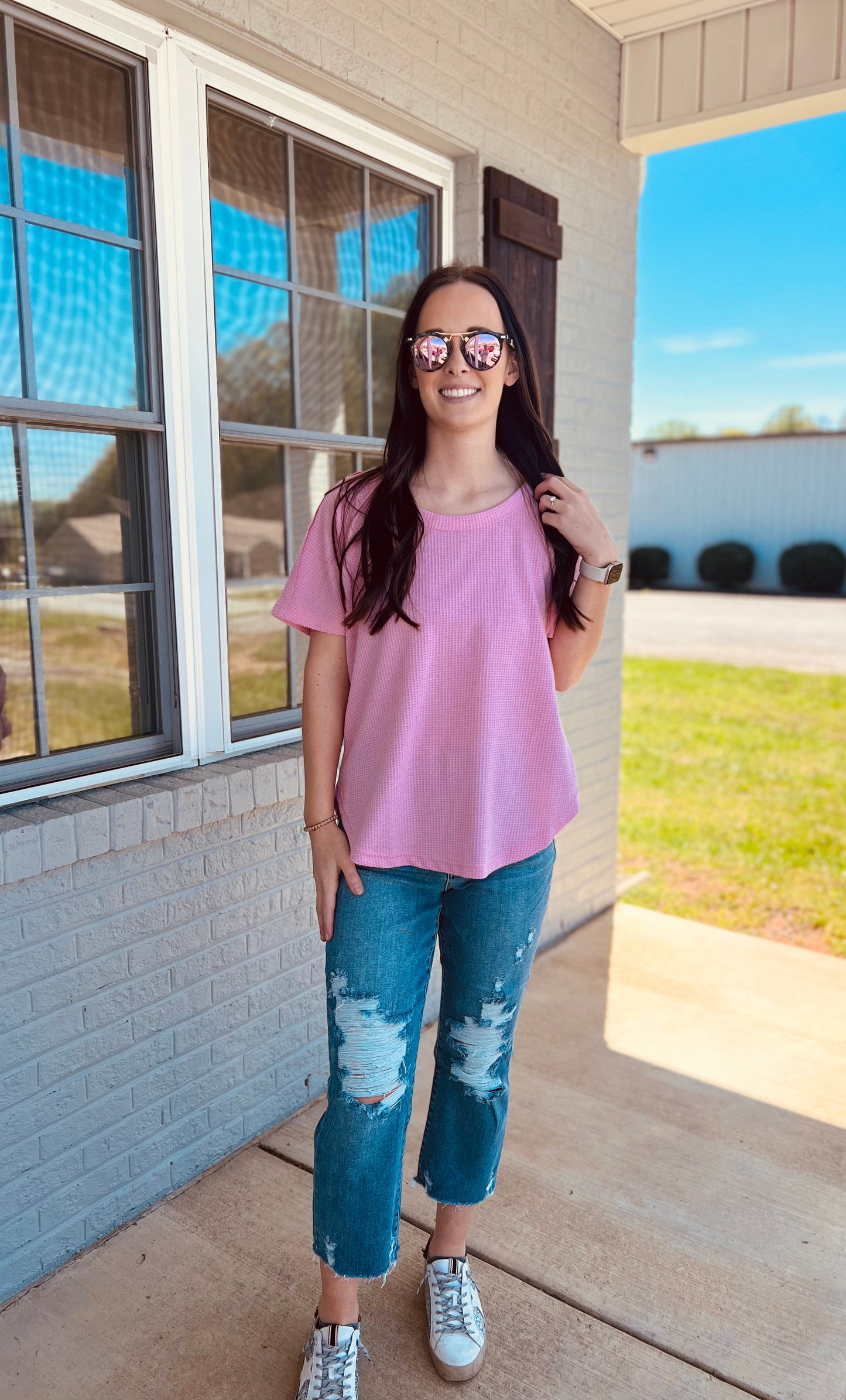 Miah Melange Baby Waffle Top