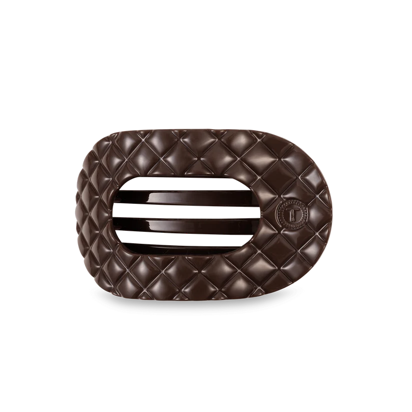 Flat Round Hair Clip-Truly Taupe Quilted
