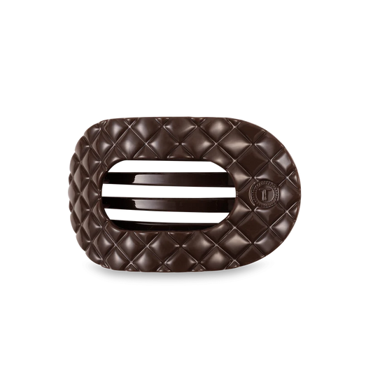Flat Round Hair Clip-Truly Taupe Quilted