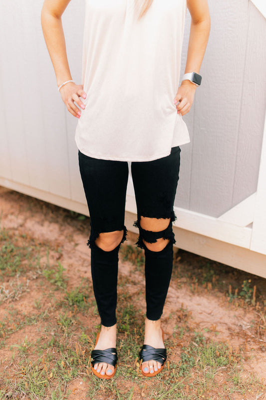 Declan High Rise Raw Cut Hem Mom Skinny by Cello**FINAL SALE**