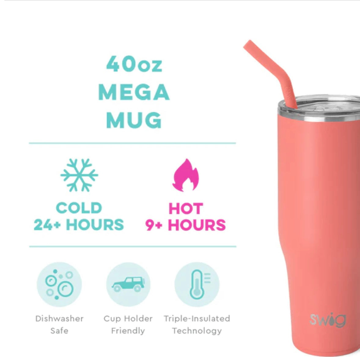 Coral Mega Mug (40oz)**FINAL SALE**