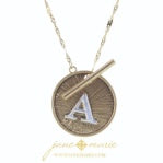 2-TONE INITIAL TOGGLE WITH GOLD CHAIN LINK NECKLACE